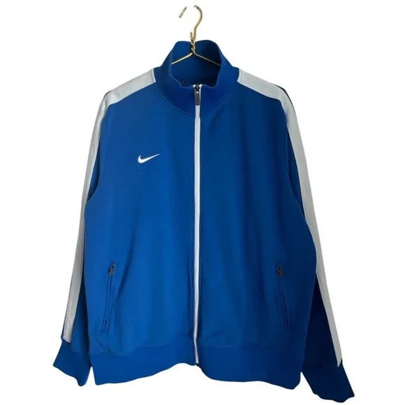 Nike Mens Track Suit Zip Up Jacket Royal Blue Large Athletic Polyester Top N98